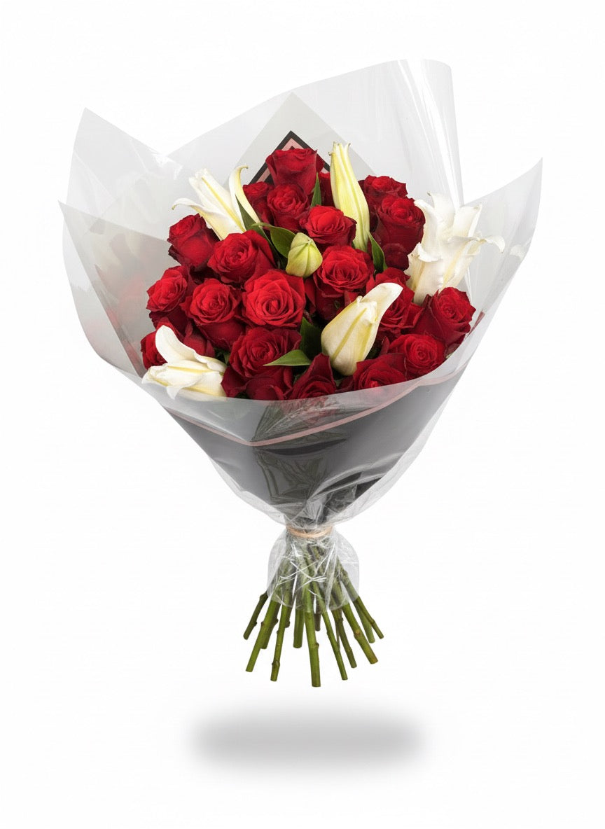 Red Rose-Lily Delight