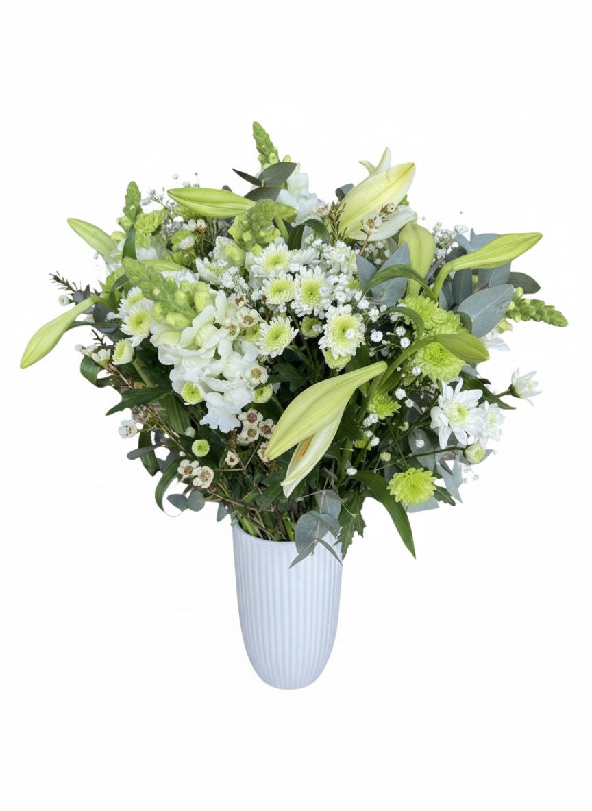 White Lily Pottery Pot