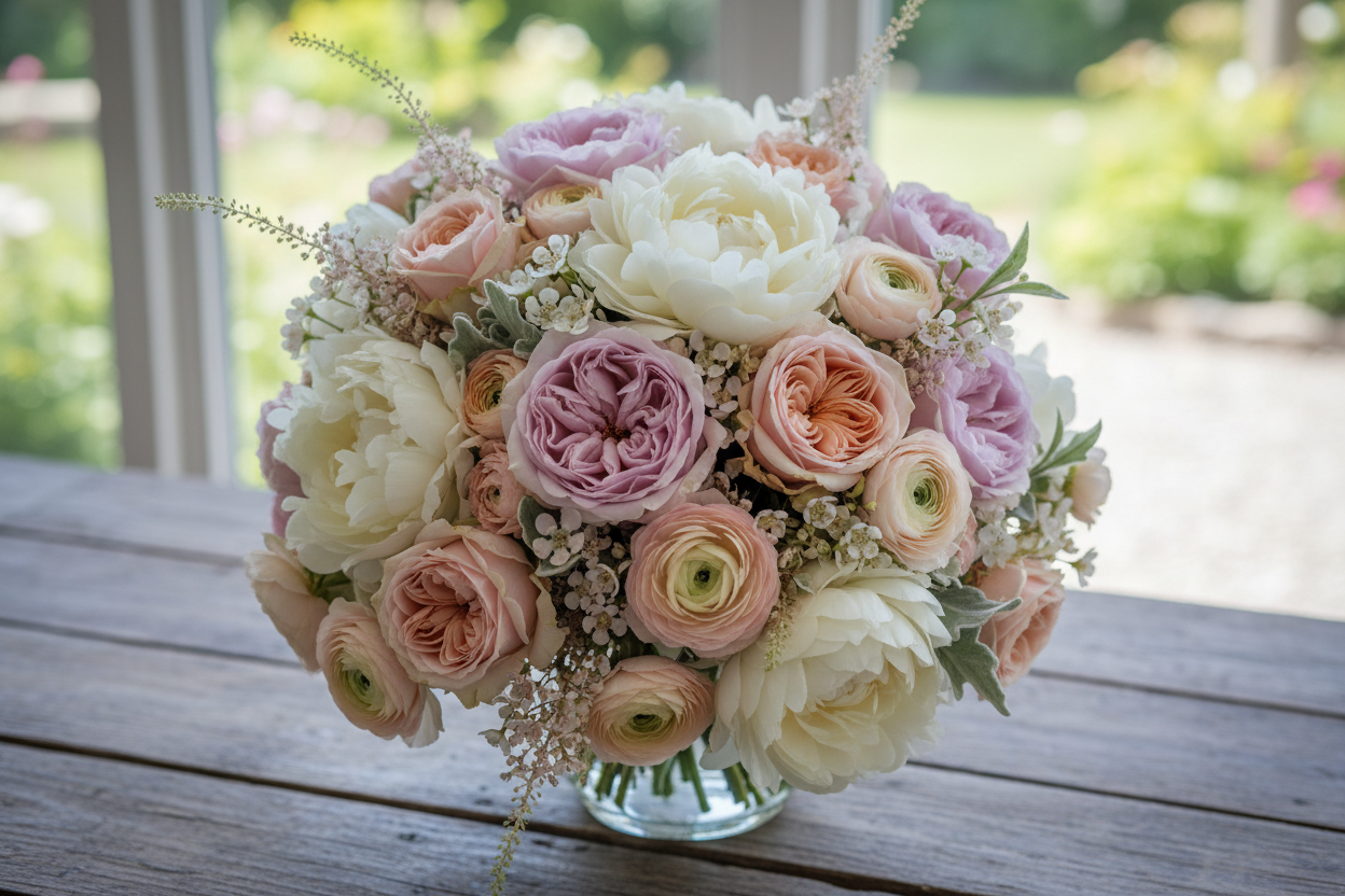 bouquet of soft pastel flowers